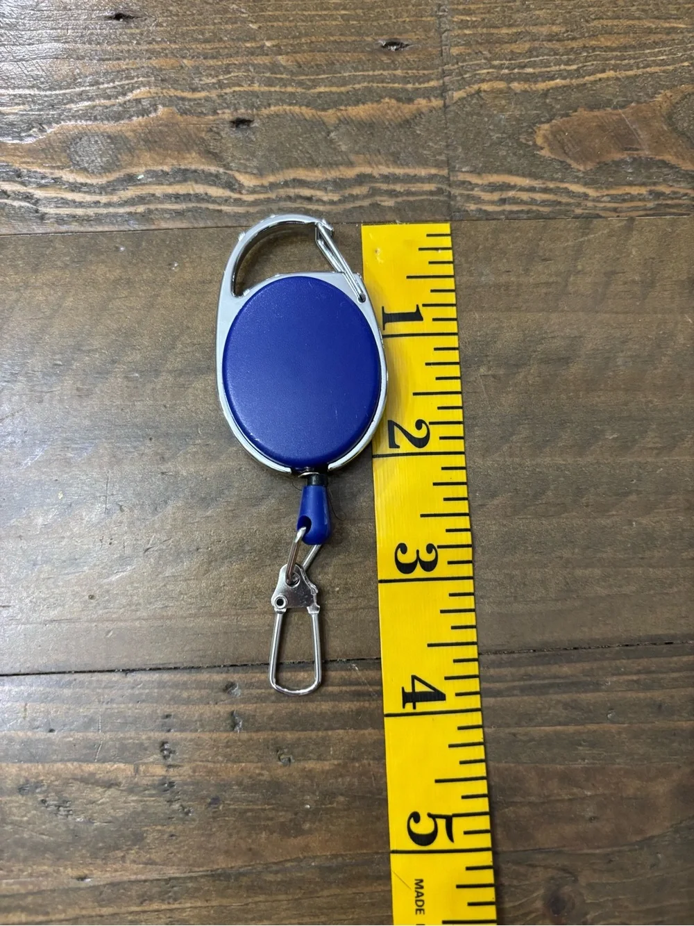 Blue Retractable Keychain Badge Reel with Carabiner Clip